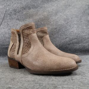 Corkys Shoes Womens 10 Booties Fashion Leather Double Zip Perforated Block Heel